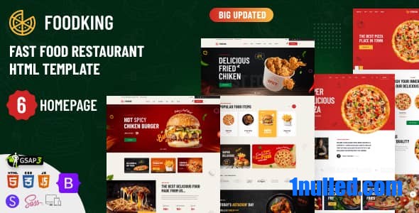 Foodking Nulled - Fast Food Restaurant HTML Template - 1Nulled